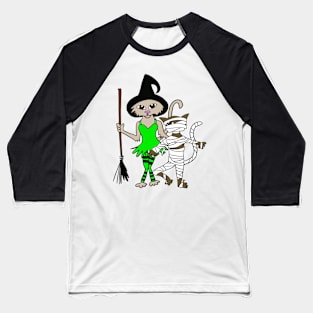 Halloween cats witch and mummy Baseball T-Shirt